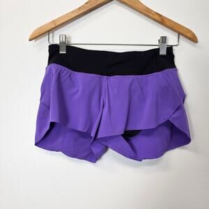 Lululemon Run Speed Shorts Naked Seam in Power Purple / Black Size 2